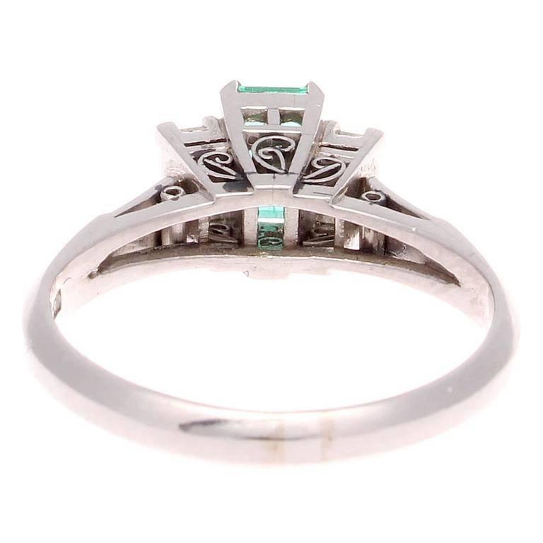 Women's Emerald Diamond Platinum Engagement Ring