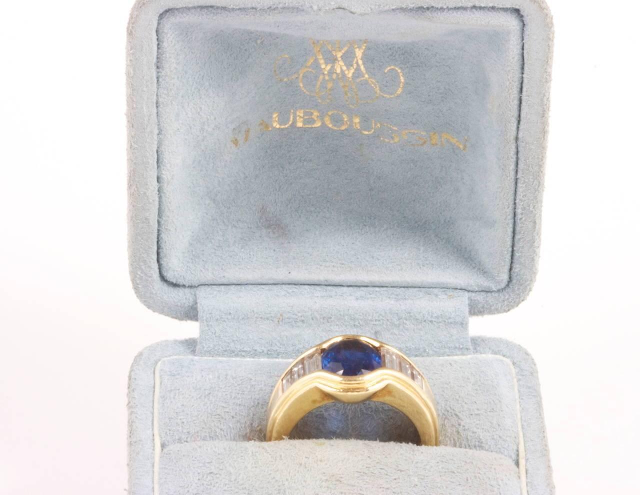 Mauboussin Sapphire Diamond Gold Ring In Excellent Condition In Beverly Hills, CA