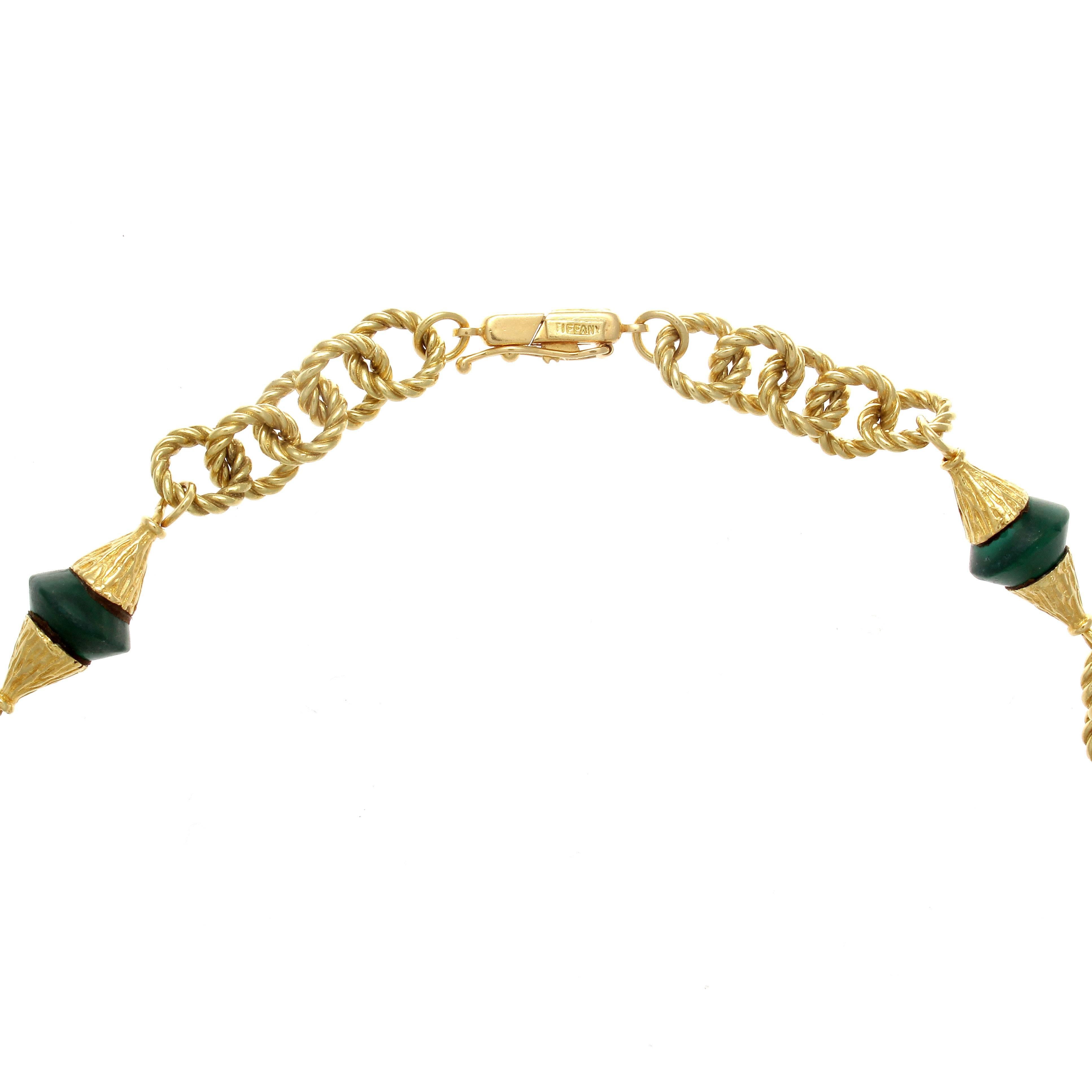Tiffany & Co. Italy Malachite Textured Gold Necklace In Excellent Condition In Beverly Hills, CA