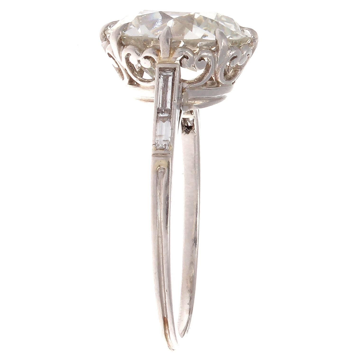 Art Nouveau Art Deco 4.61 Carat GIA Old European Cut Diamond Platinum Engagement Ring