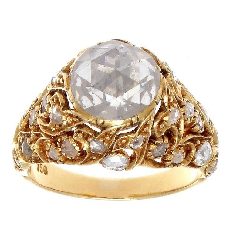 Victorian Turkish Rose Cut Diamond Gold Ring