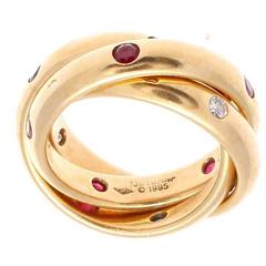 Cartier Trinity Ruby Sapphire Diamond Gold Ring