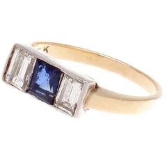 Art Deco Sapphire Diamond Gold Ring