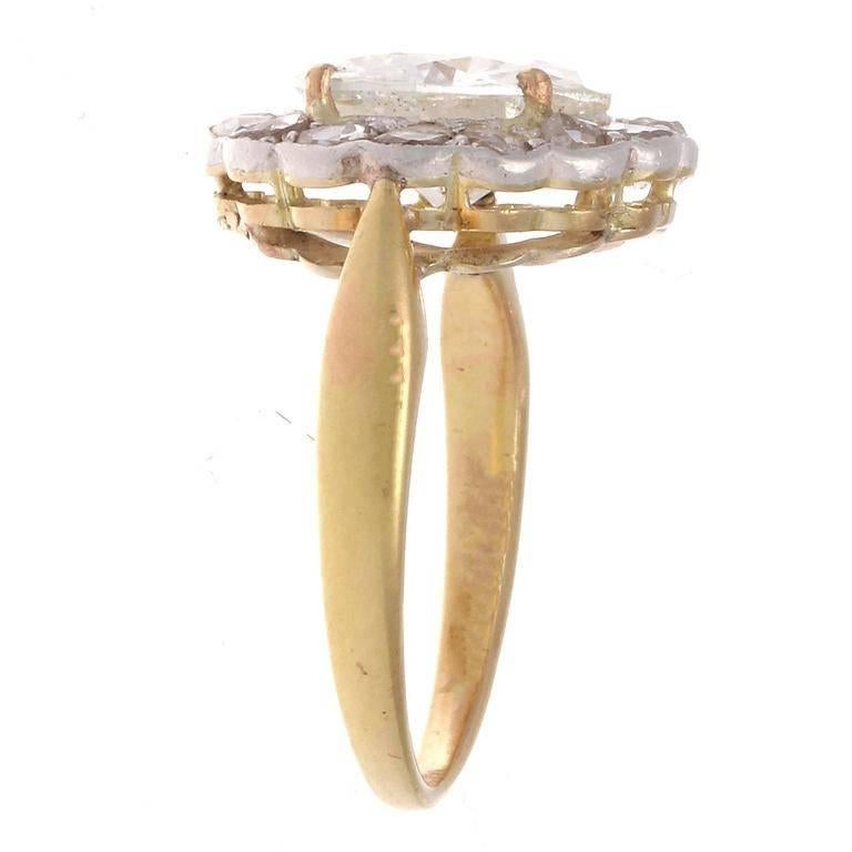 Antique Victorian 3.01 Carat Round Brilliant Cut Diamond Gold Platinum Ring In Excellent Condition In Beverly Hills, CA