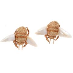 Retro Ruser Mother-of-Pearl Insect Double Clips