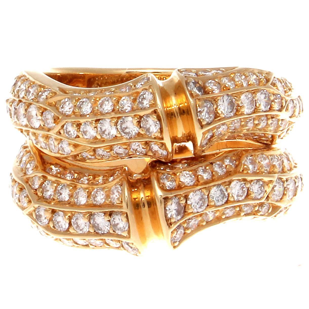 Cartier Diamond Gold Bamboo Ring