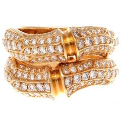 Vintage Cartier Diamond Gold Bamboo Ring