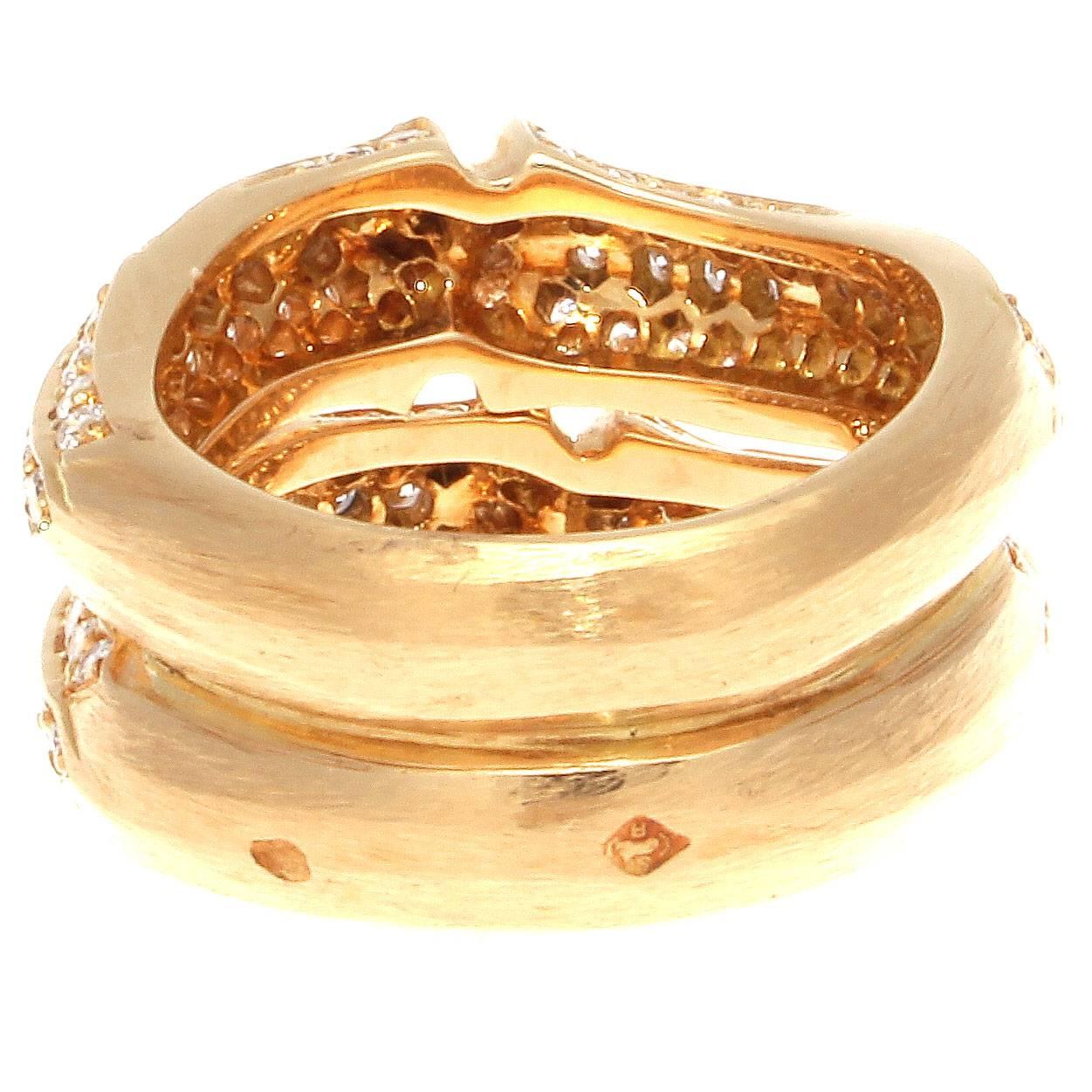 Cartier Diamond Gold Bamboo Ring In Excellent Condition In Beverly Hills, CA