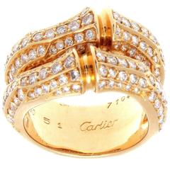 Cartier Diamond Gold Bamboo Ring