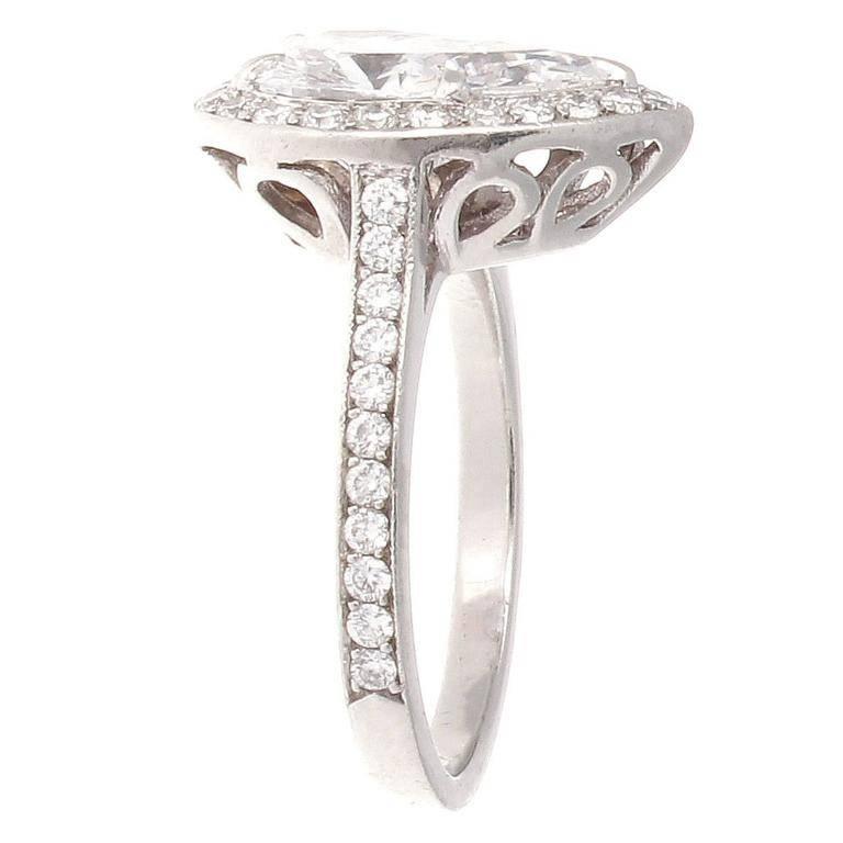 Modern GIA 2.31 Carat Pear Shaped Diamond Platinum Engagement Ring