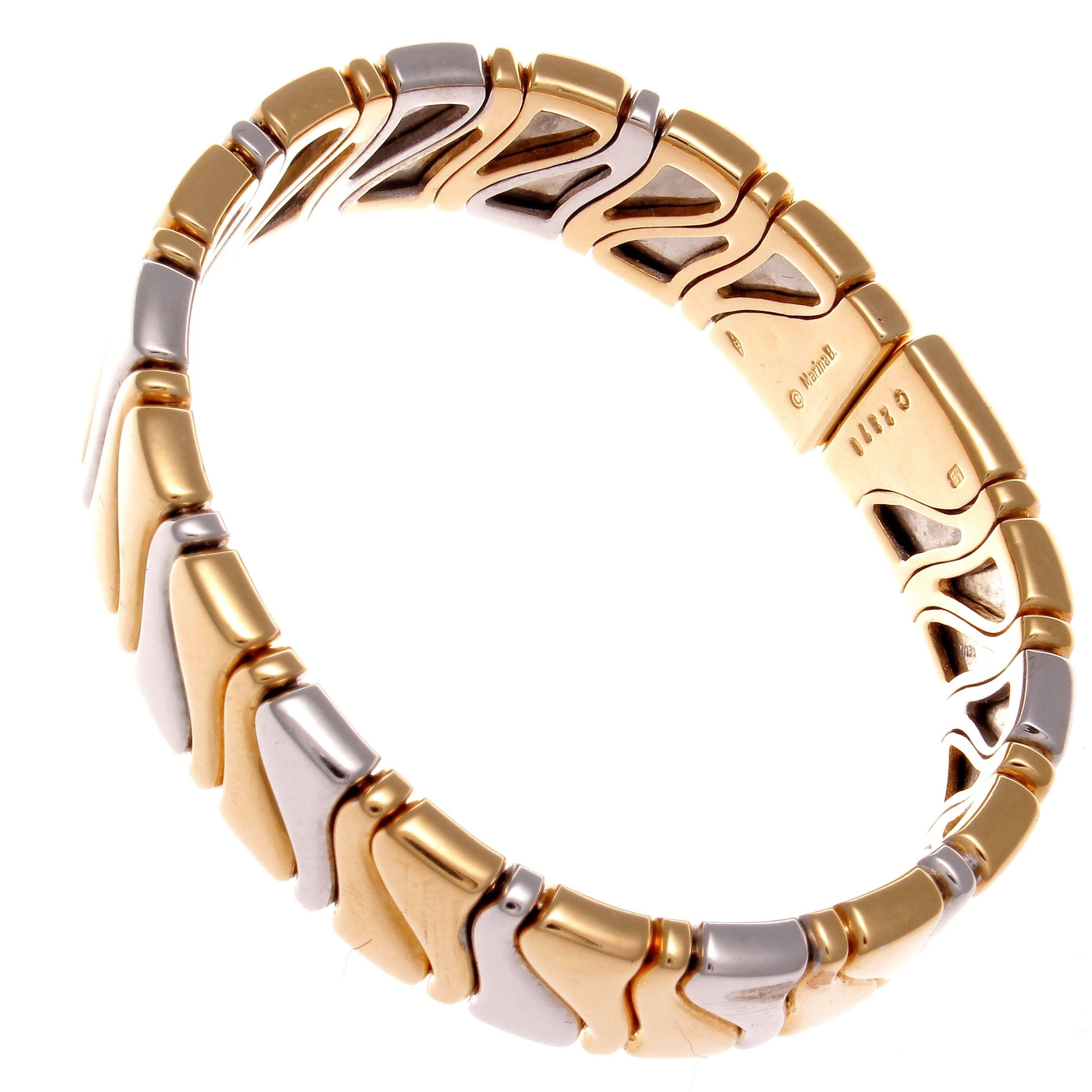 Modern Marina B. Gold Stainless Steel Bangle Bracelet