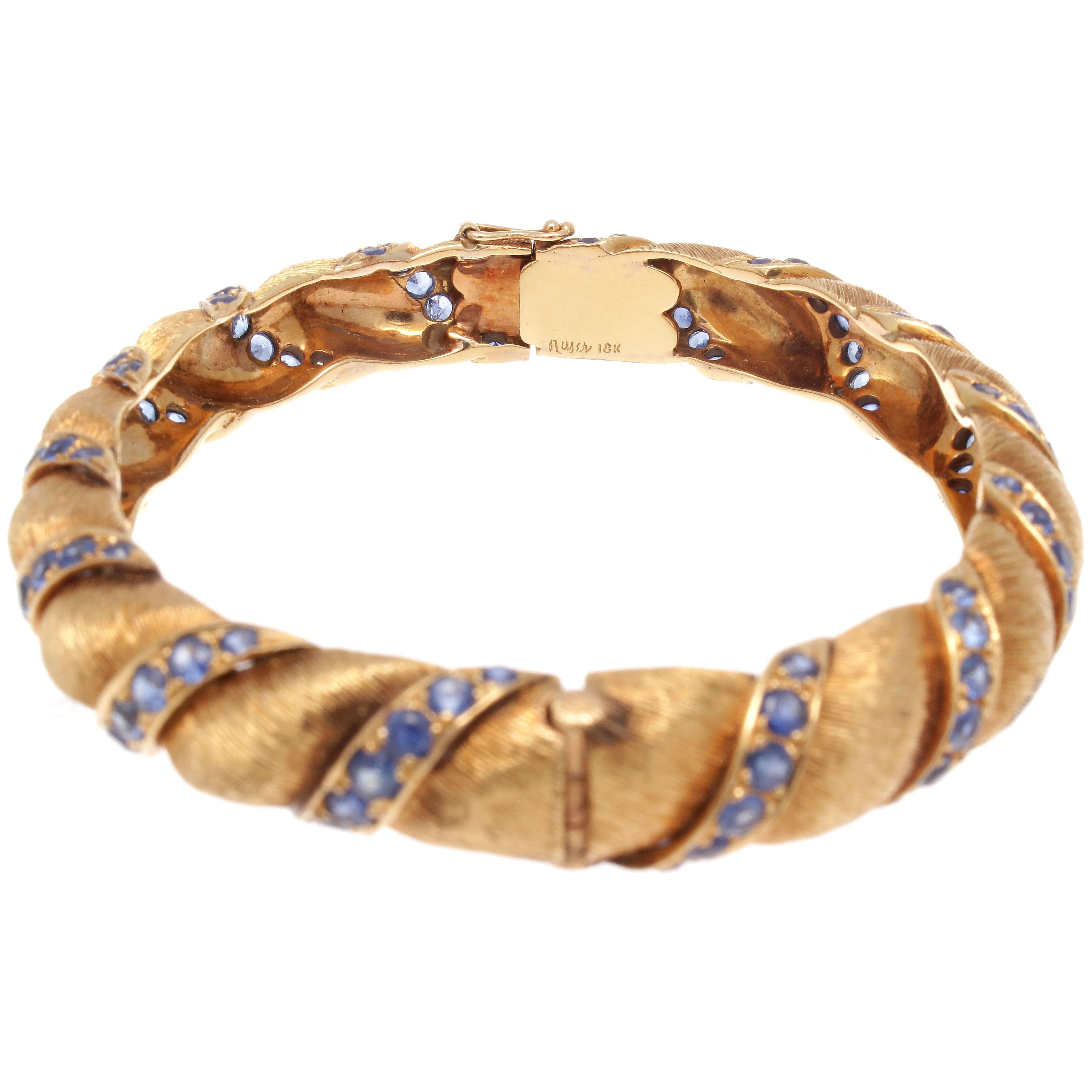 Women's Ruser Sapphire Gold Bangle Bracelet