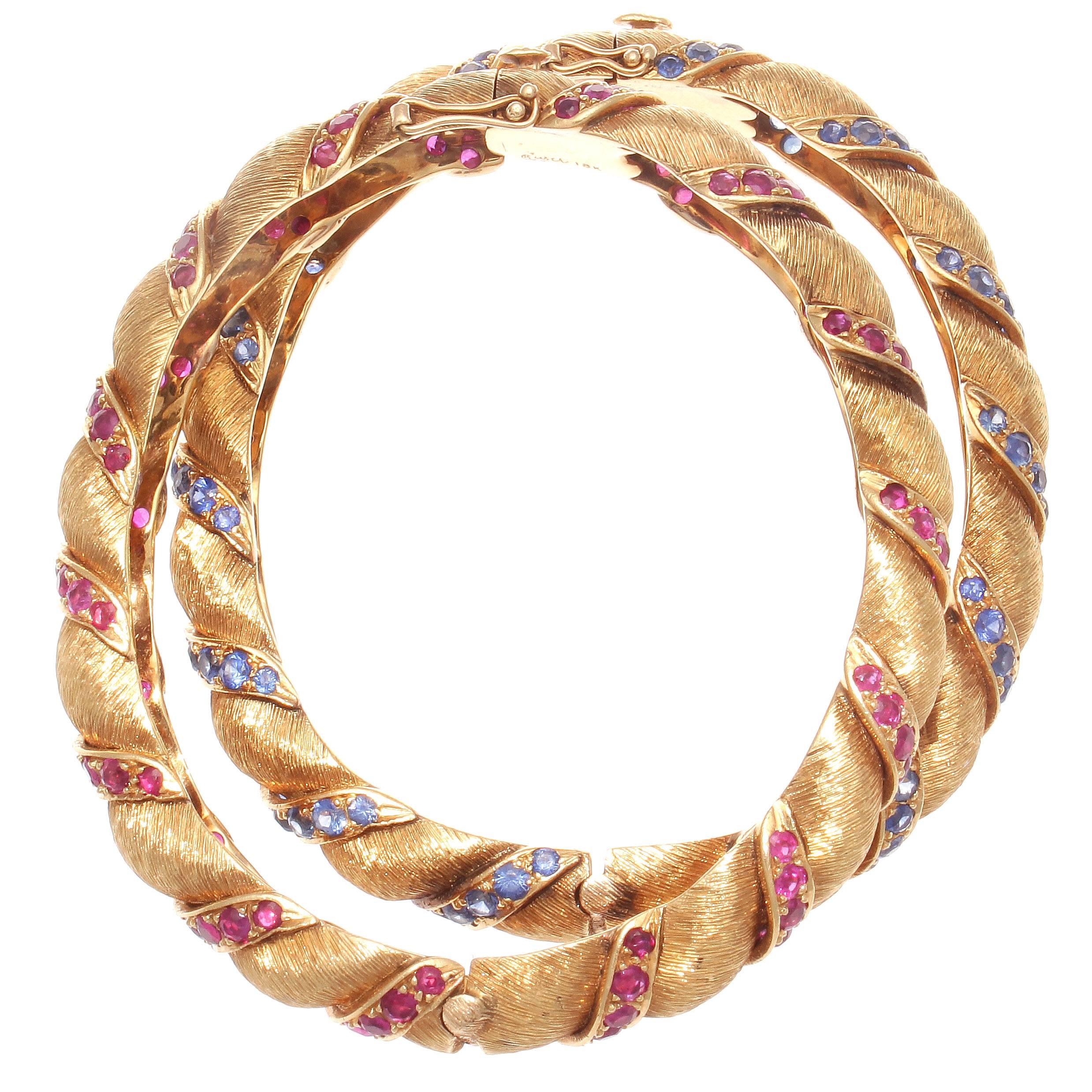Ruser Sapphire Gold Bangle Bracelet 1