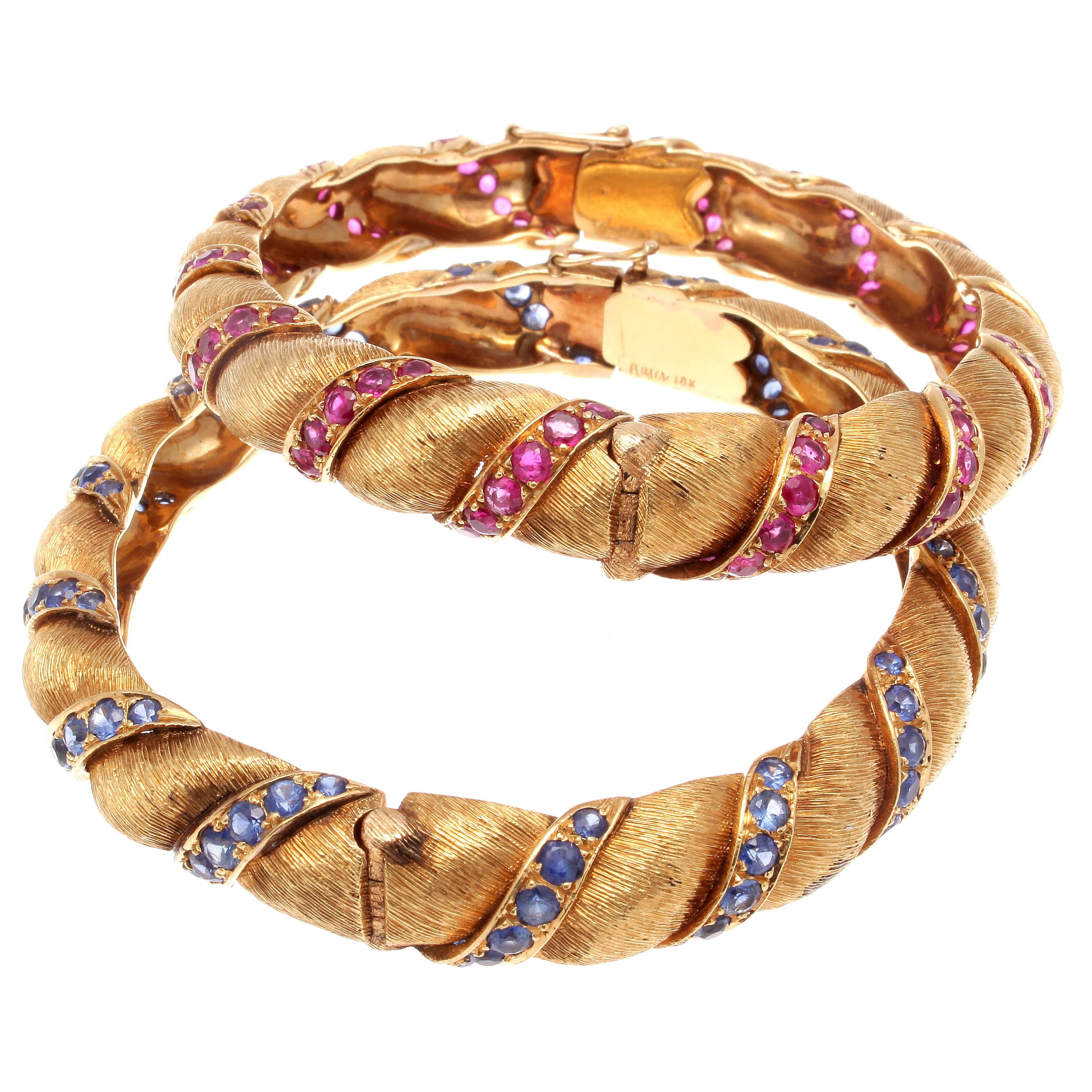 Ruser Sapphire Gold Bangle Bracelet 2