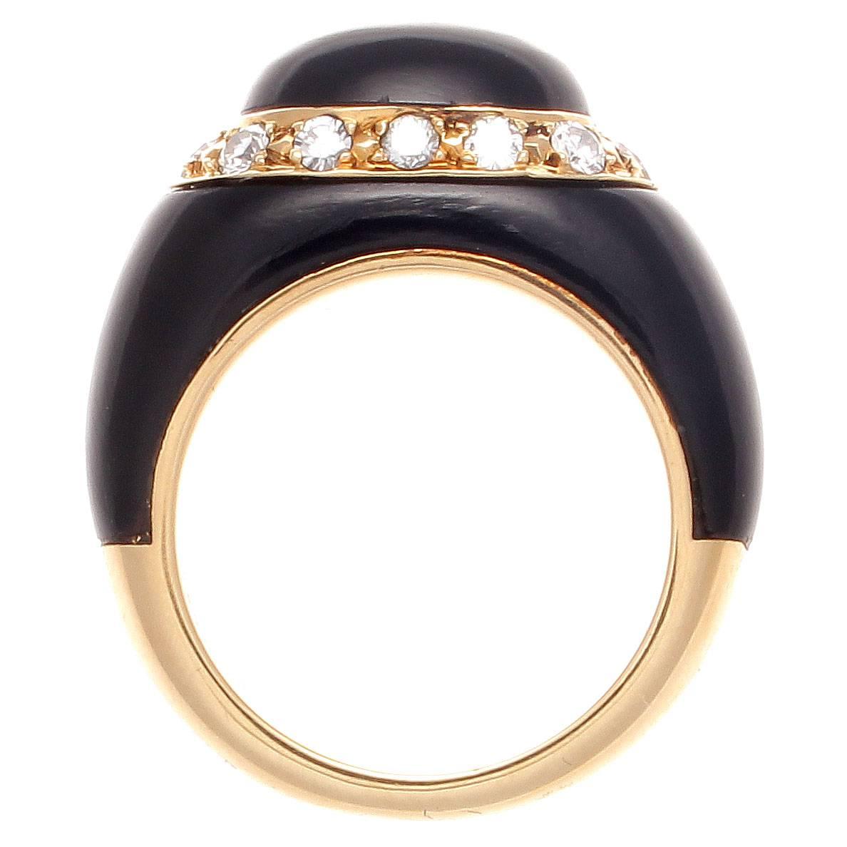 Women's Van Cleef & Arpels Diamond Onyx Gold Ring