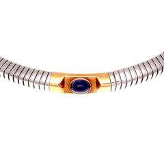 Bulgari Tubogas Sapphire Gold Stainless Steel Necklace