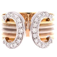 Cartier Double C Diamond Gold Ring
