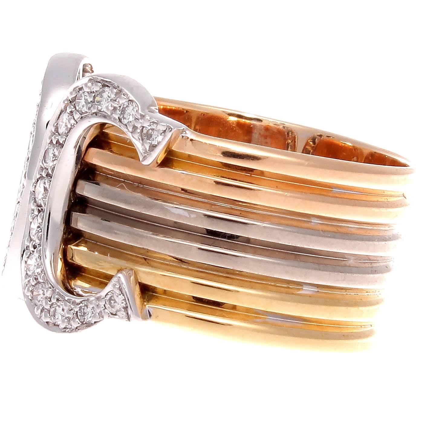 Modern Cartier Double C Diamond Gold Ring