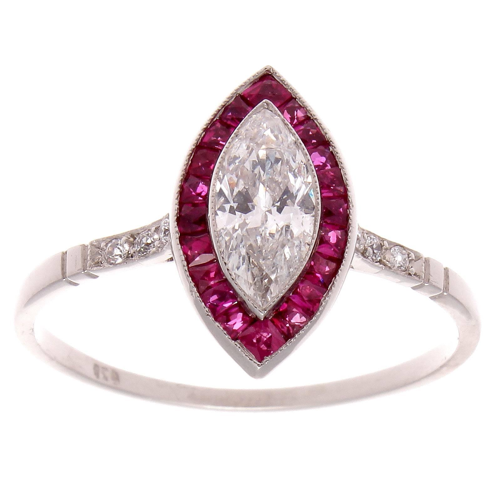 Ruby Diamond Platinum Engagement Ring