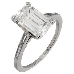 GIA Bague de fiançailles en platine avec diamant taille émeraude de 3.21 carats