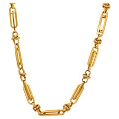 Vintage 18k yellow gold watch chain necklace