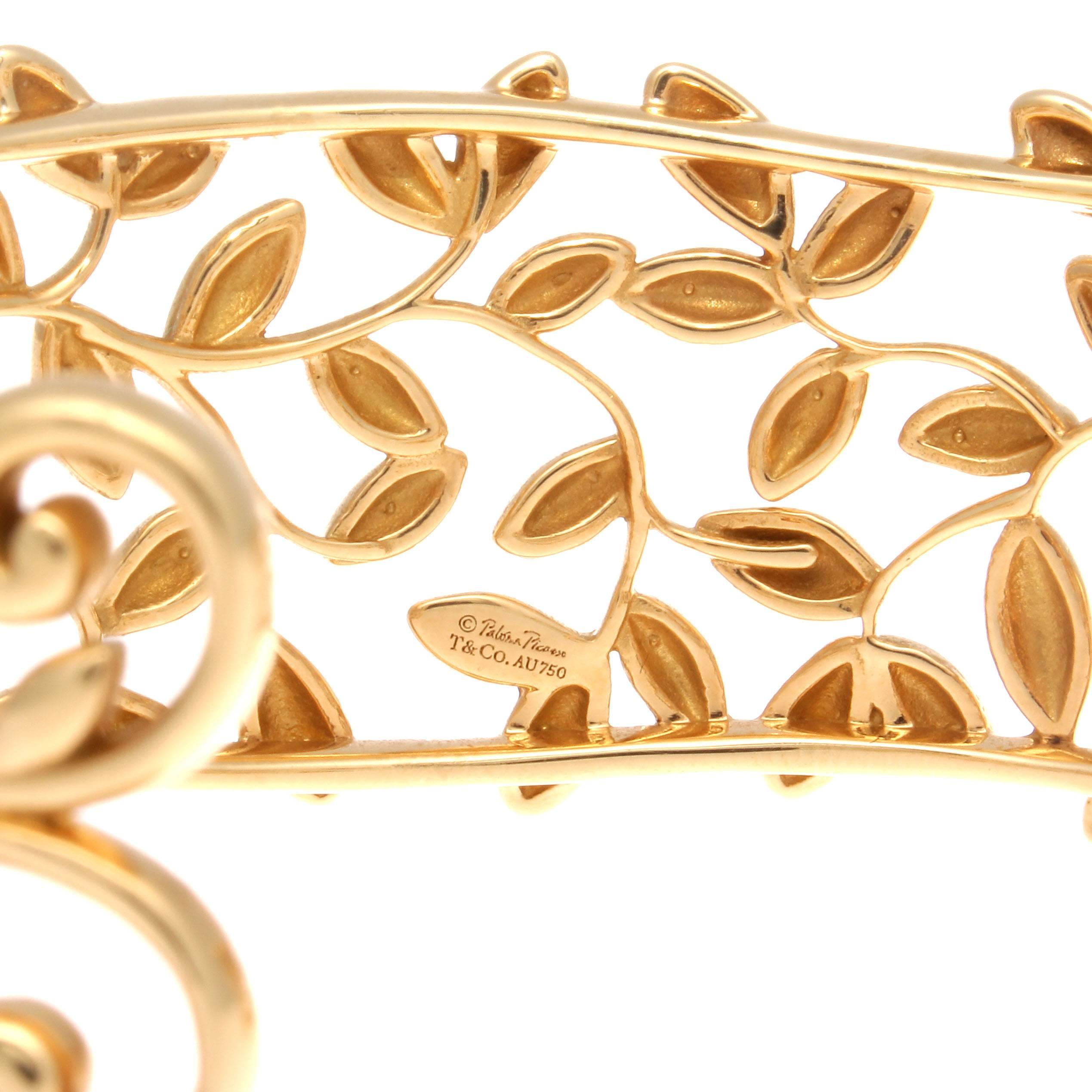 Tiffany & Co. Paloma Picasso Olive Leaf Gold Manschette im Zustand „Hervorragend“ in Beverly Hills, CA