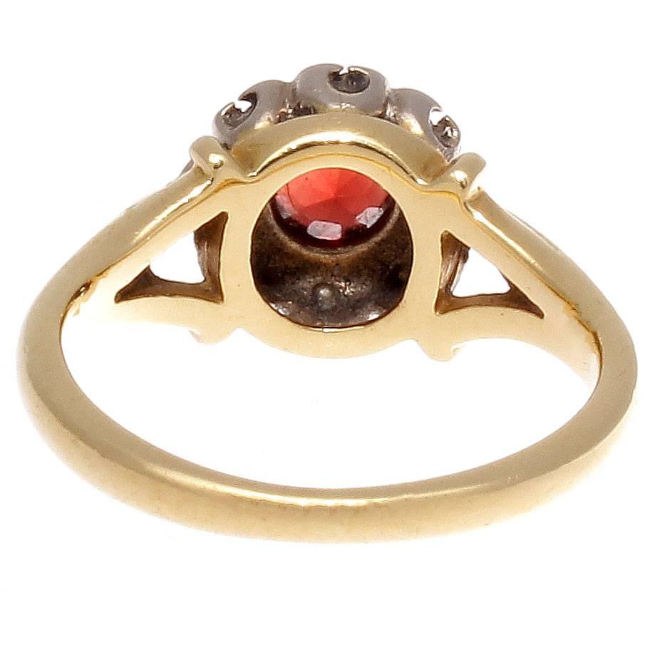 French 19th Century Garnet Diamond Cluster Ring In Excellent Condition In Beverly Hills, CA