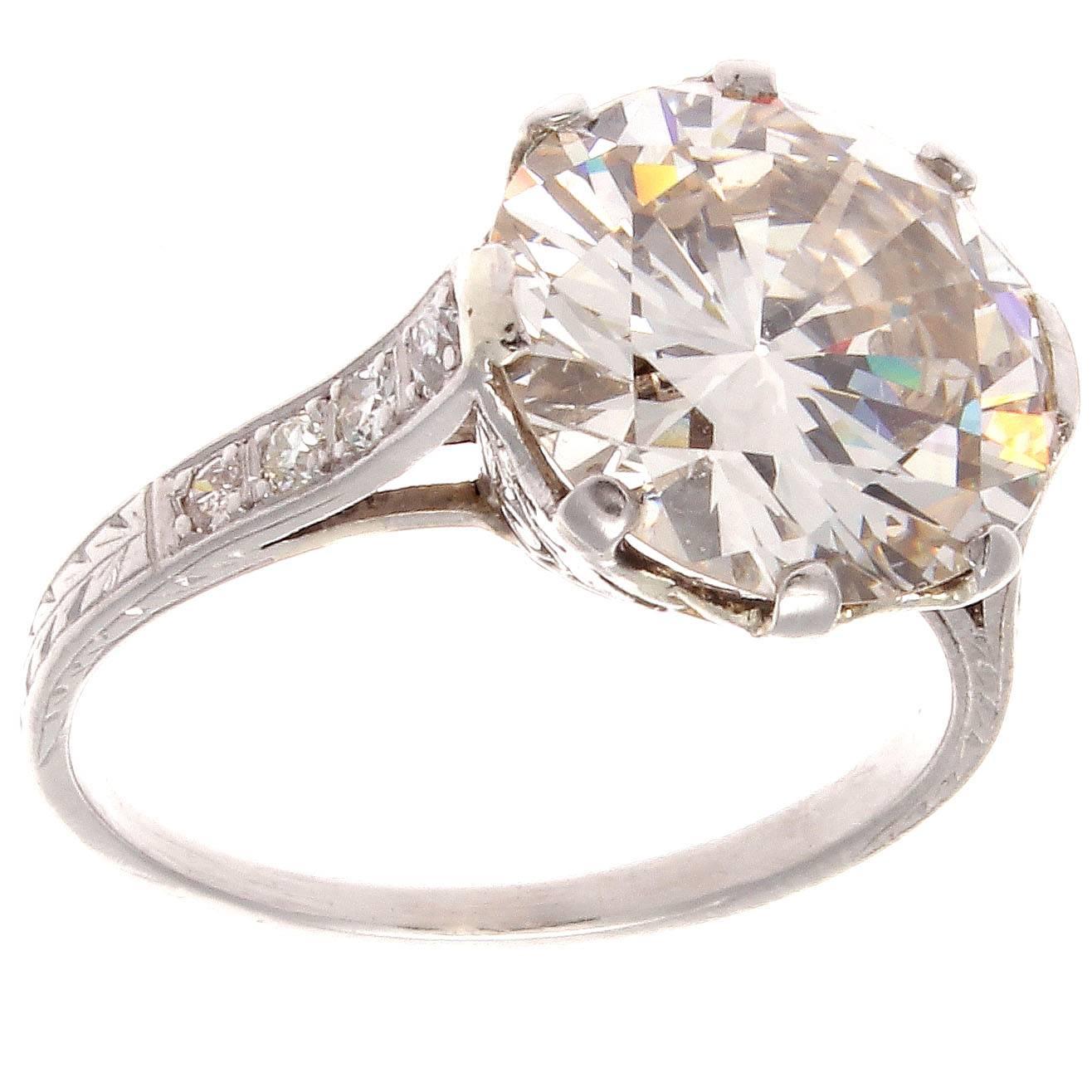 Art Deco 4.92 Carat Diamond Platinum Engagement Ring
