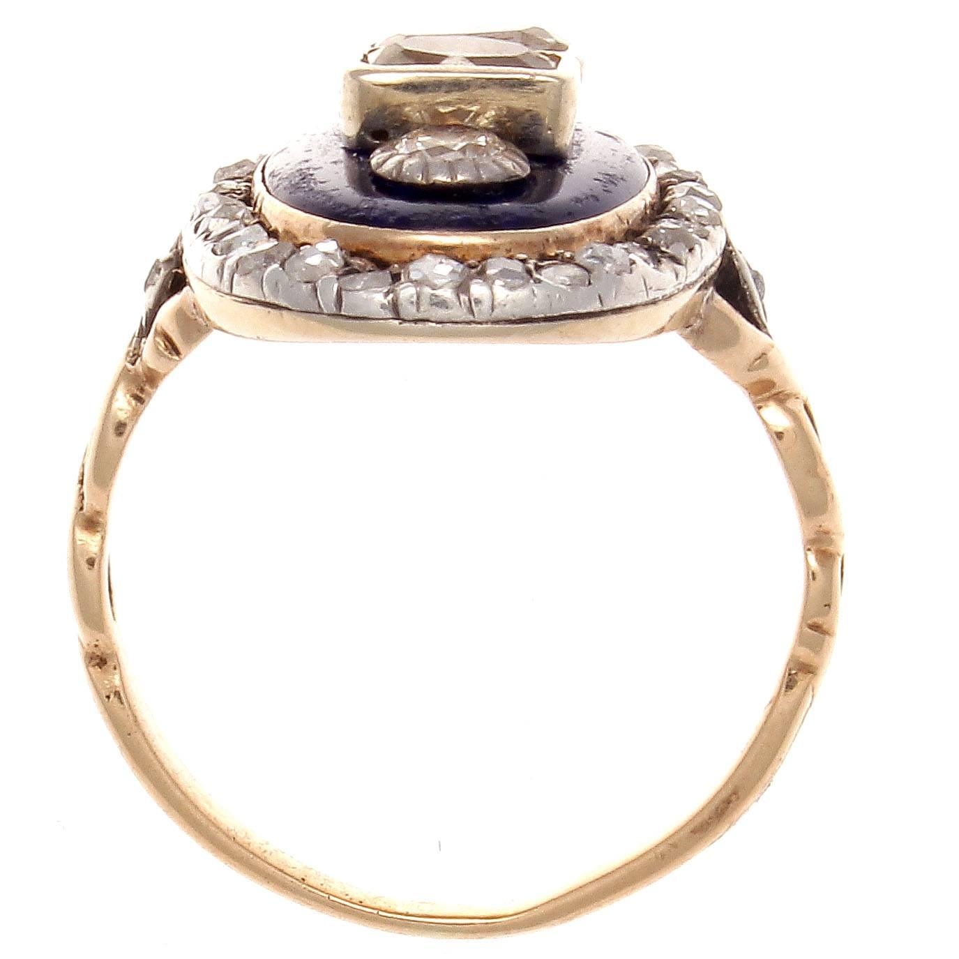 Women's Georgian Enamel Diamond Gold Ring