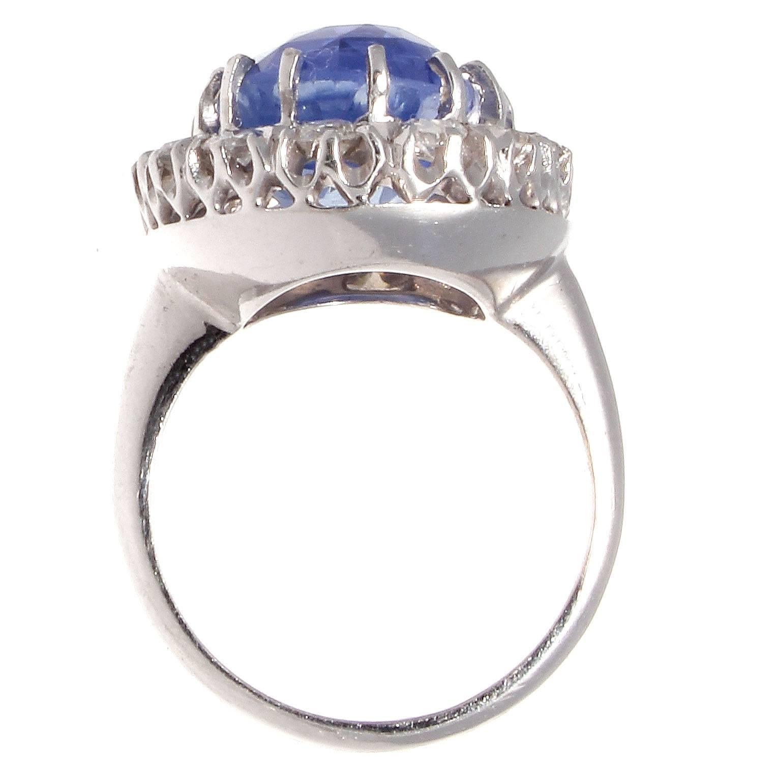Women's 12.55 Carat Natural Sapphire Diamond Gold Engagement Ring