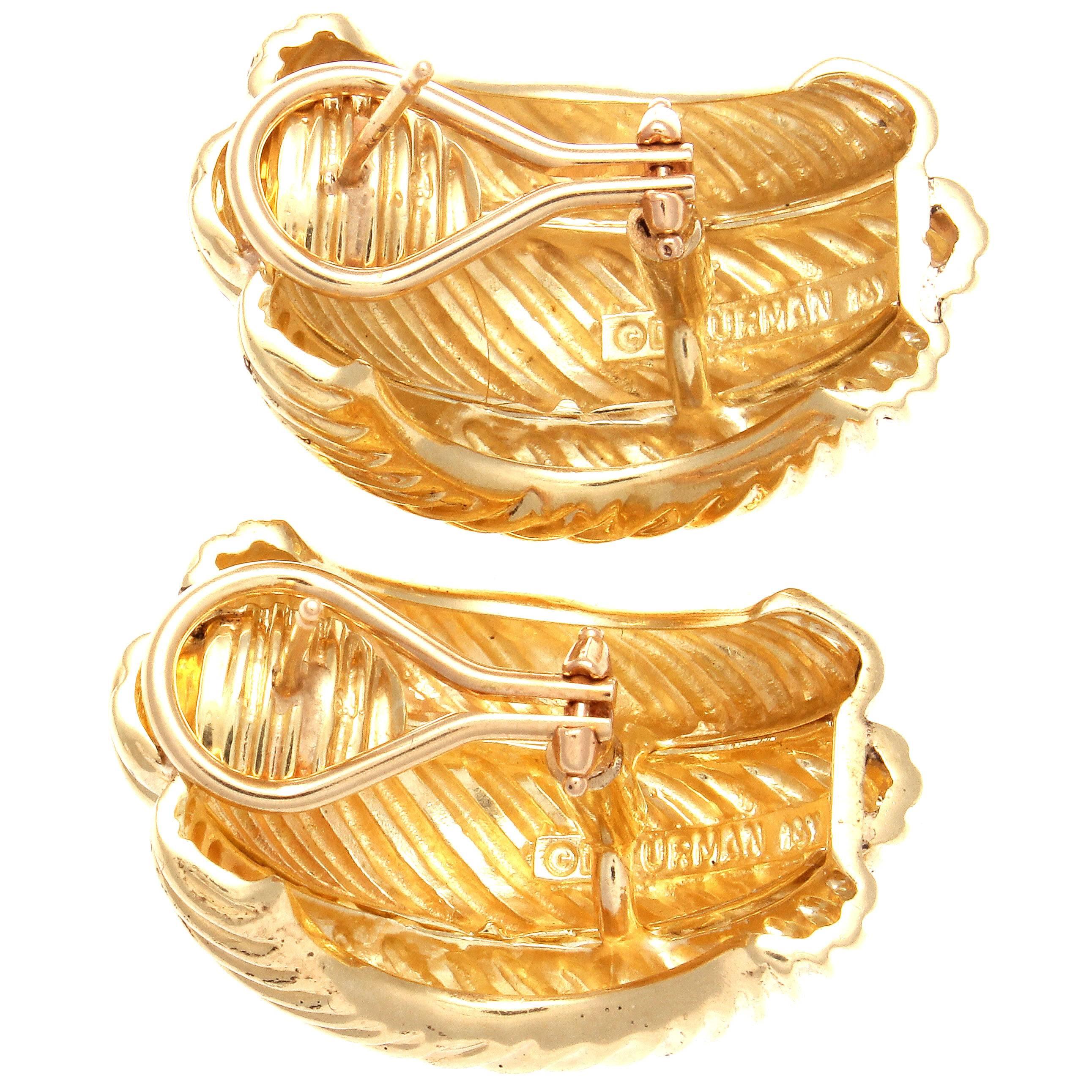 Modern David Yurman Gold Cable Half Hoop Earrings