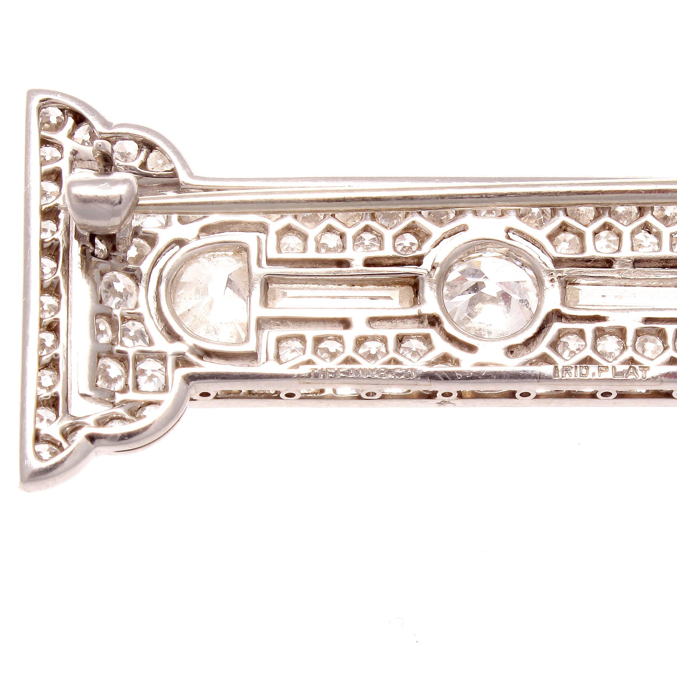 Tiffany & Co. Art Deco Diamond Platinum Brooch In Excellent Condition In Beverly Hills, CA