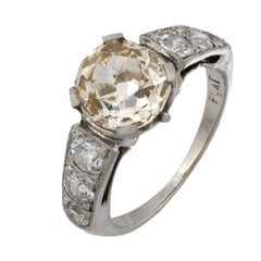 Art Deco GIA 1.70 carat old mine cut diamond platinum engagement ring