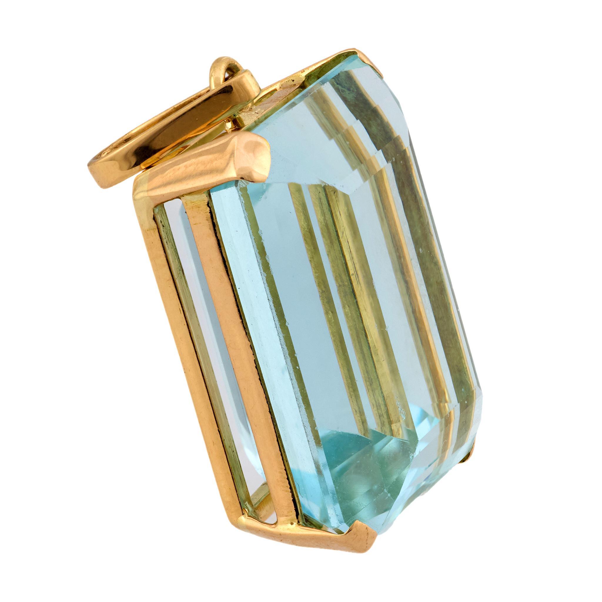 Moderno Collana vintage in oro giallo 14k con acquamarina da 31,50 carati in vendita