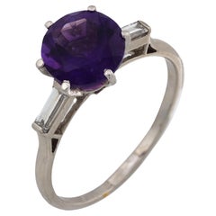 Anello cocktail in platino con ametista d'epoca Mellerio da 1,70 carati