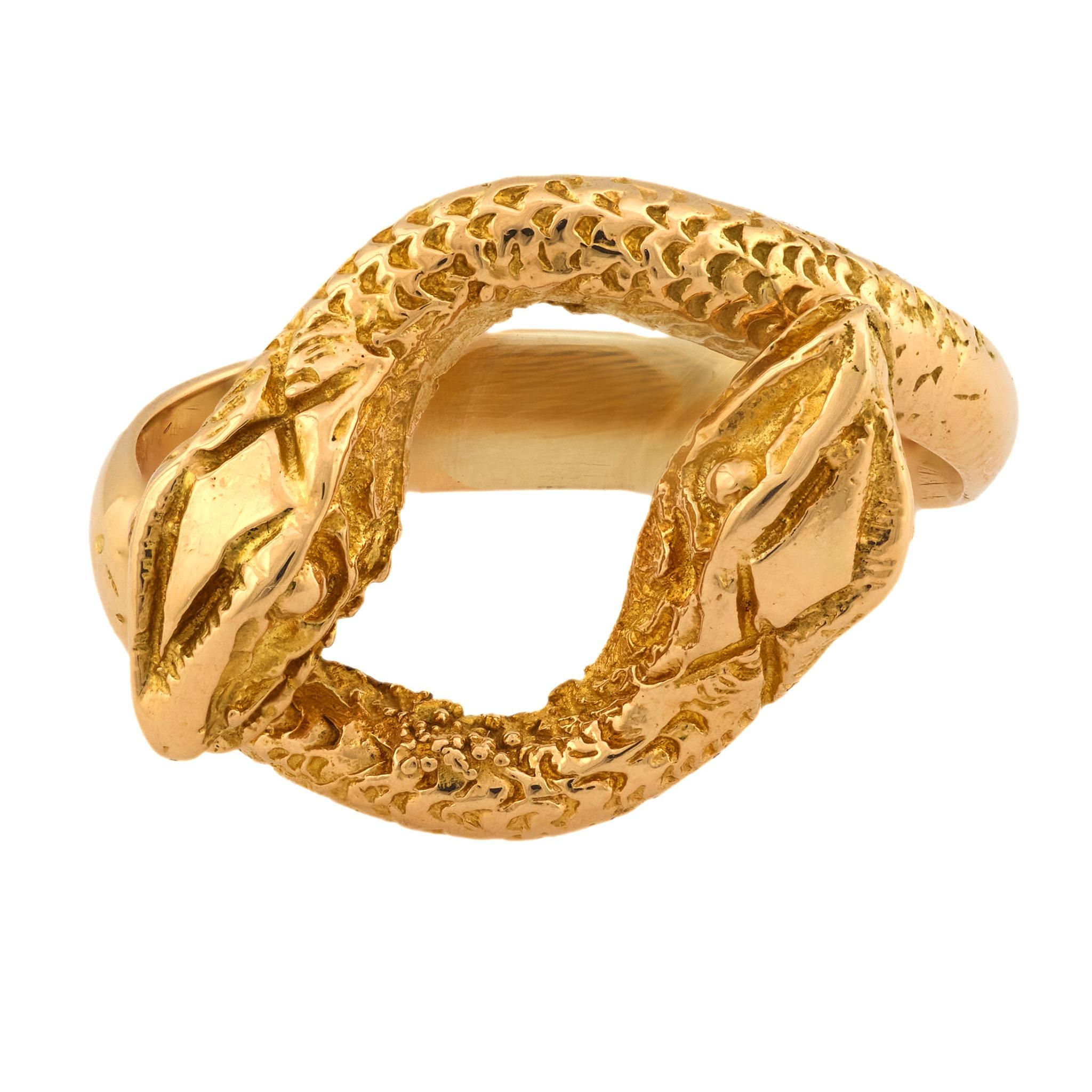 Bague victorienne en or jaune 18k serpent Pour femmes en vente