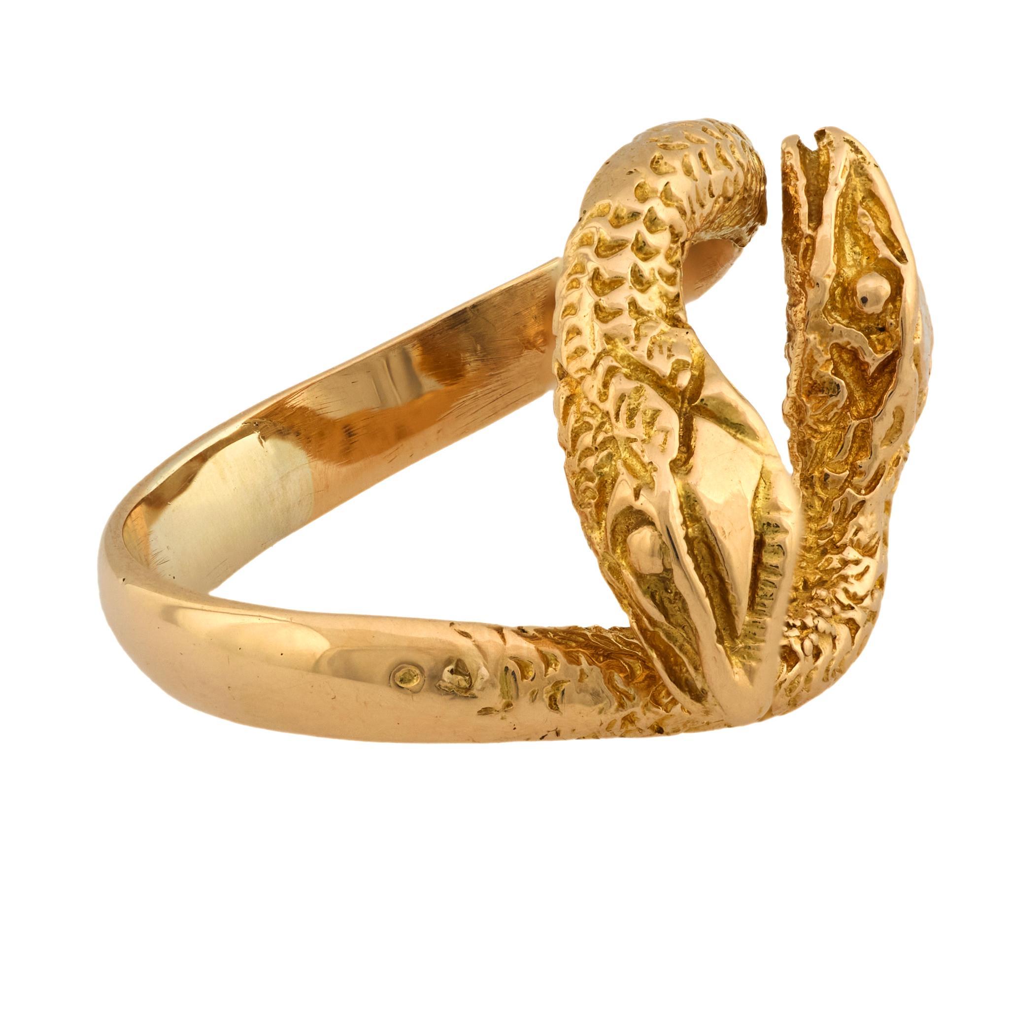 Victorien Bague victorienne en or jaune 18k serpent en vente