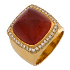 Anello Pain De Sucre in oro giallo 18 carati con diamante e tormalina arancione di Fred Paris
