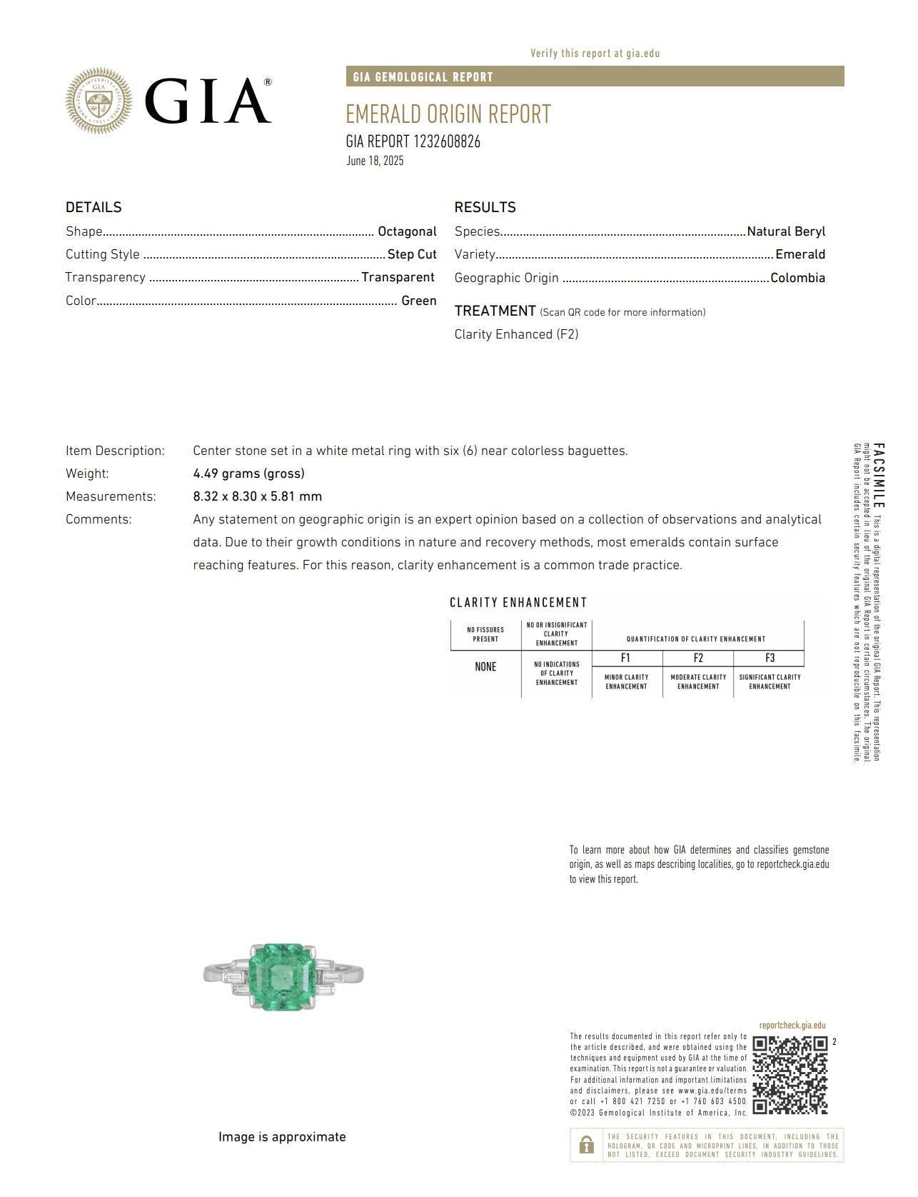 Platinring, Art déco, GIA 2.80 Karat kolumbianischer Smaragd, Diamant, Platin im Angebot 1