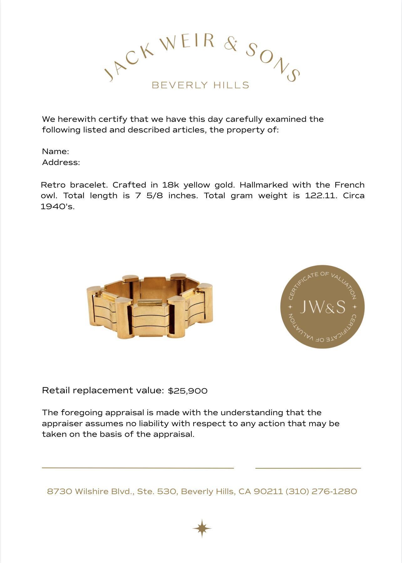 Bracelet rétro français en or jaune 18k Pour femmes en vente