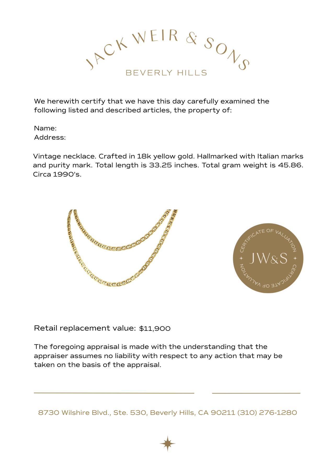 Collana a catena Marin d'epoca in oro giallo 18 carati in vendita 1