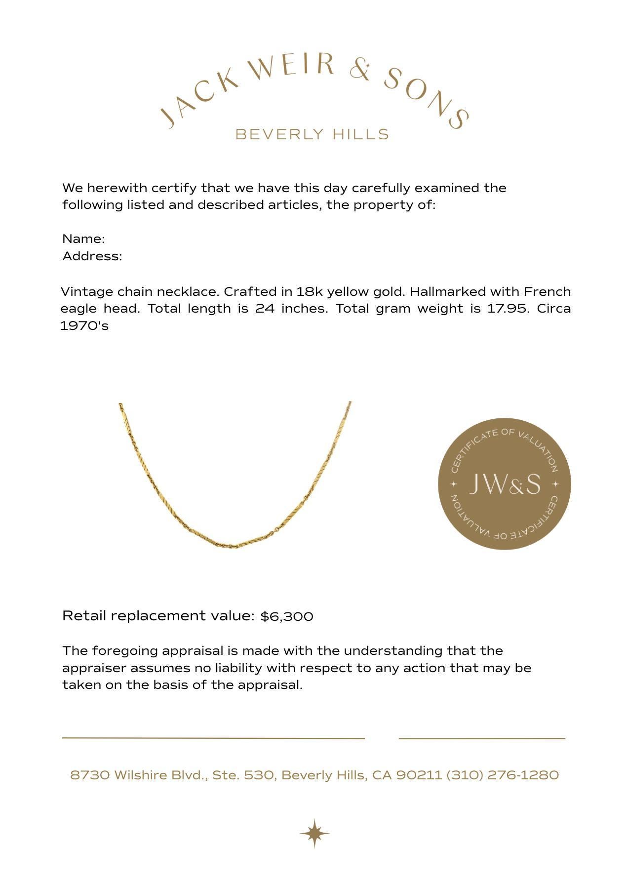 Collana a catena francese d'epoca in oro giallo 18 carati in vendita 2