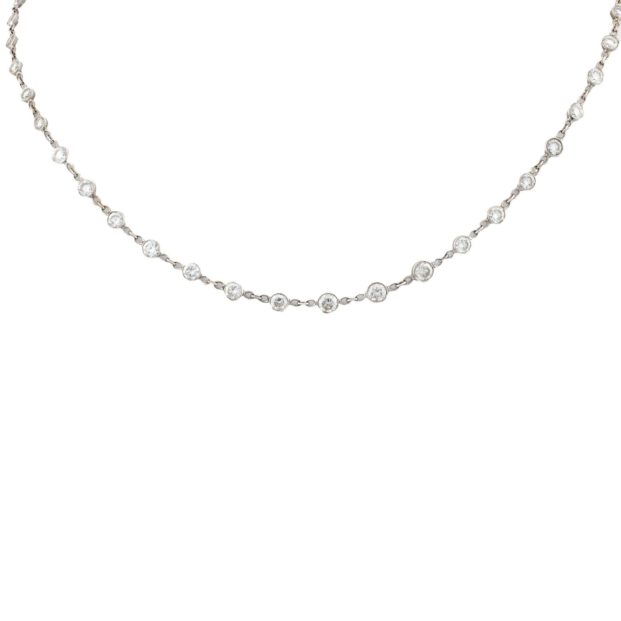Collana girocollo con diamanti d'epoca da 4 carati in oro bianco 18 carati "diamonds by the yard in vendita