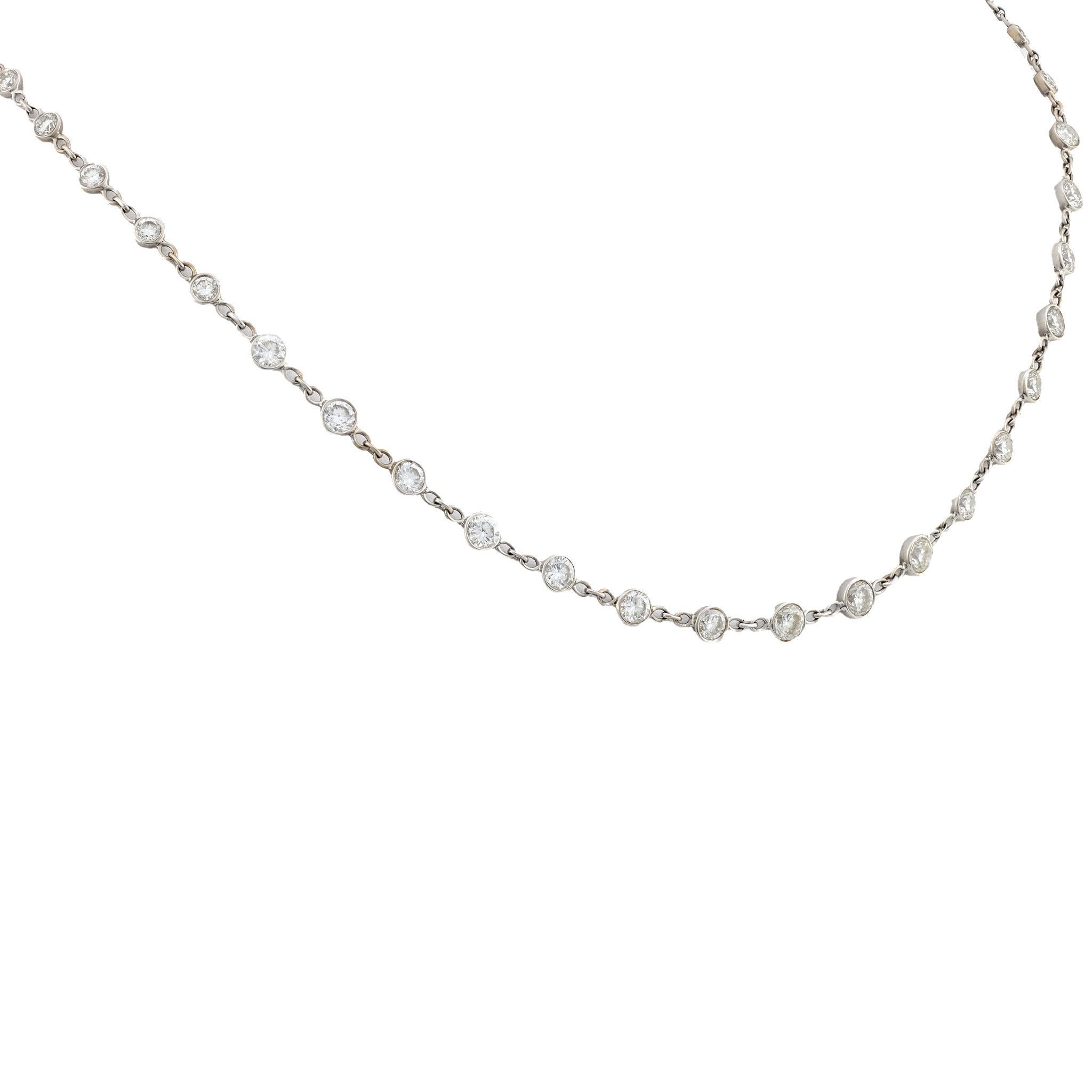 Moderno Collana girocollo con diamanti d'epoca da 4 carati in oro bianco 18 carati 