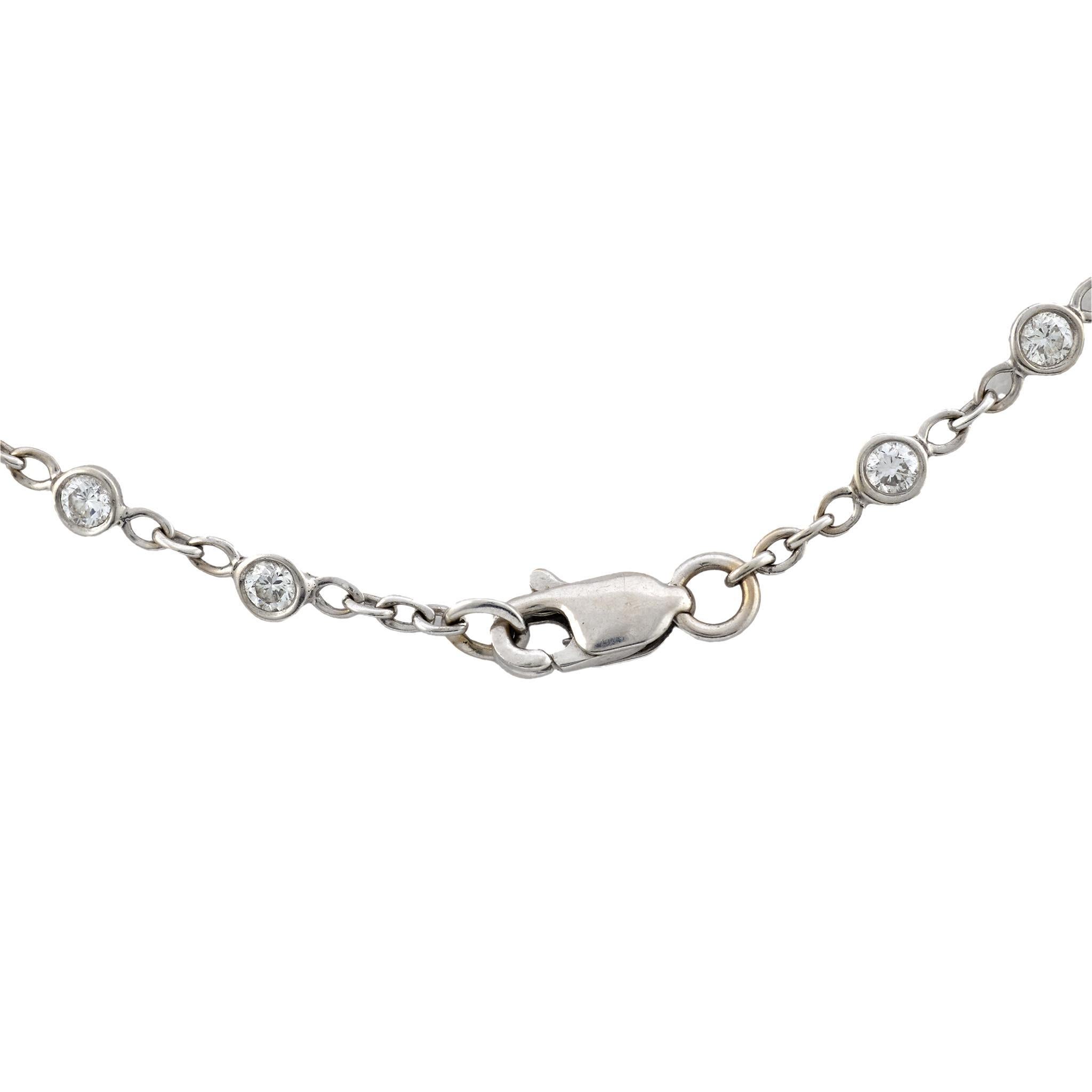 Taglio brillante Collana girocollo con diamanti d'epoca da 4 carati in oro bianco 18 carati 