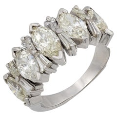 Medio siglo 4 quilates peso total diamante oro blanco 14k media alianza de eternidad