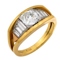 Vintage GIA 1,73 quilates diamante talla mina antigua Anillo de oro de 18 quilates