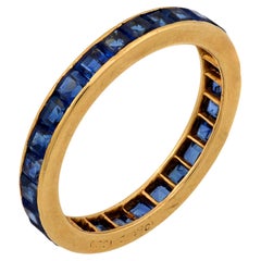 Anillo de la eternidad vintage de oro amarillo de 18 quilates con zafiro de 2,30 quilates de peso total