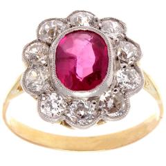 AGL Certified Natural Burma Ruby Diamond Gold Ring