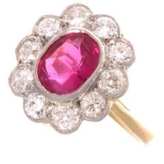 AGL Certified Natural Burma Ruby Diamond Gold Ring
